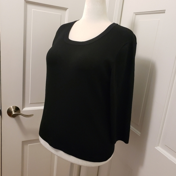 Chico's Black Rayon Blend  Knit Top size Chico's 3, XL classic casual - Picture 2 of 7